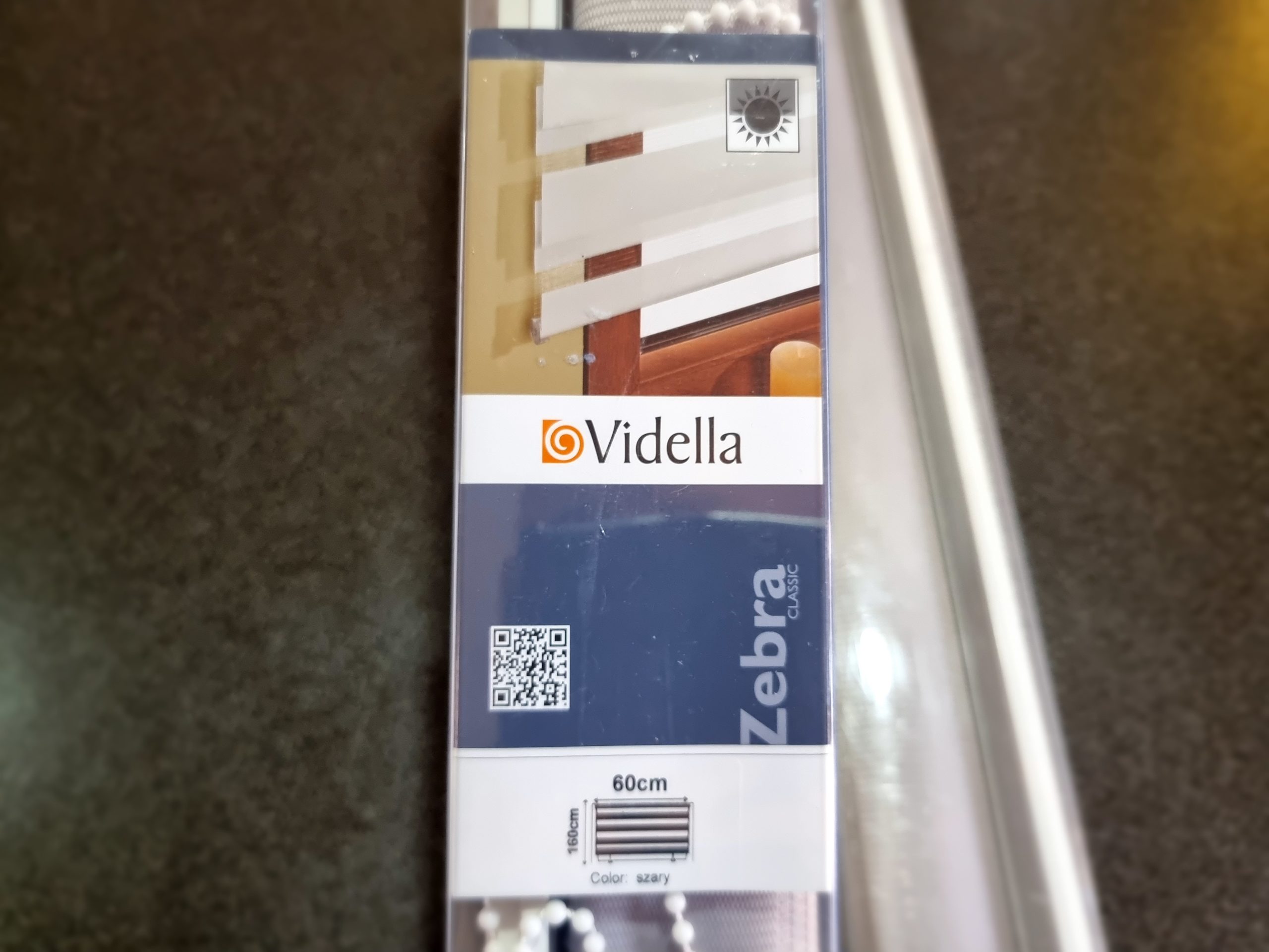 Vidella Blind Zebra ZZ6 – Grey (600 x 1600mm) x 2 – New, bracket missing