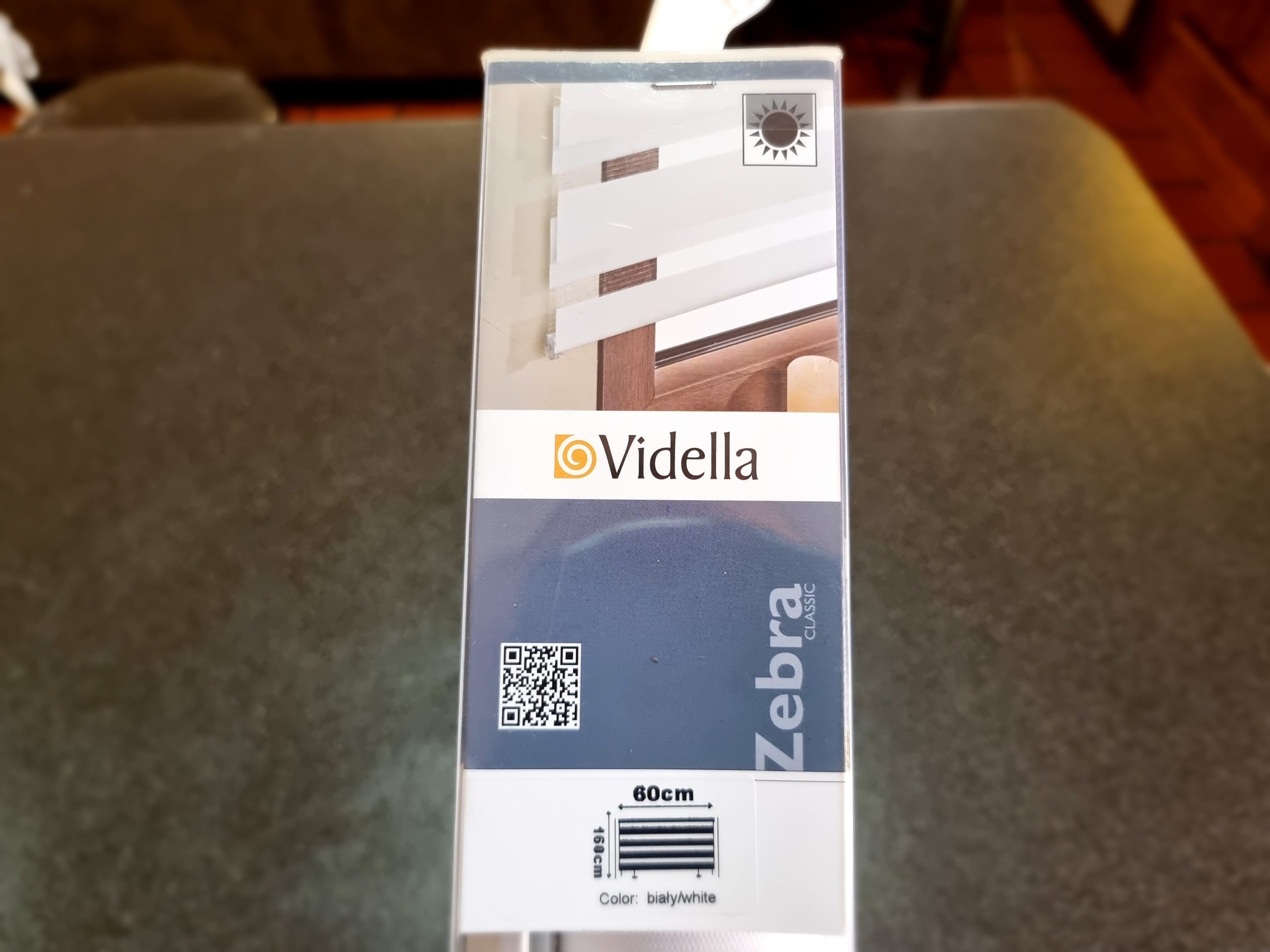 Vidella Blind Zebra ZZ6 – White (600 x 1600mm) – New, bracket missing